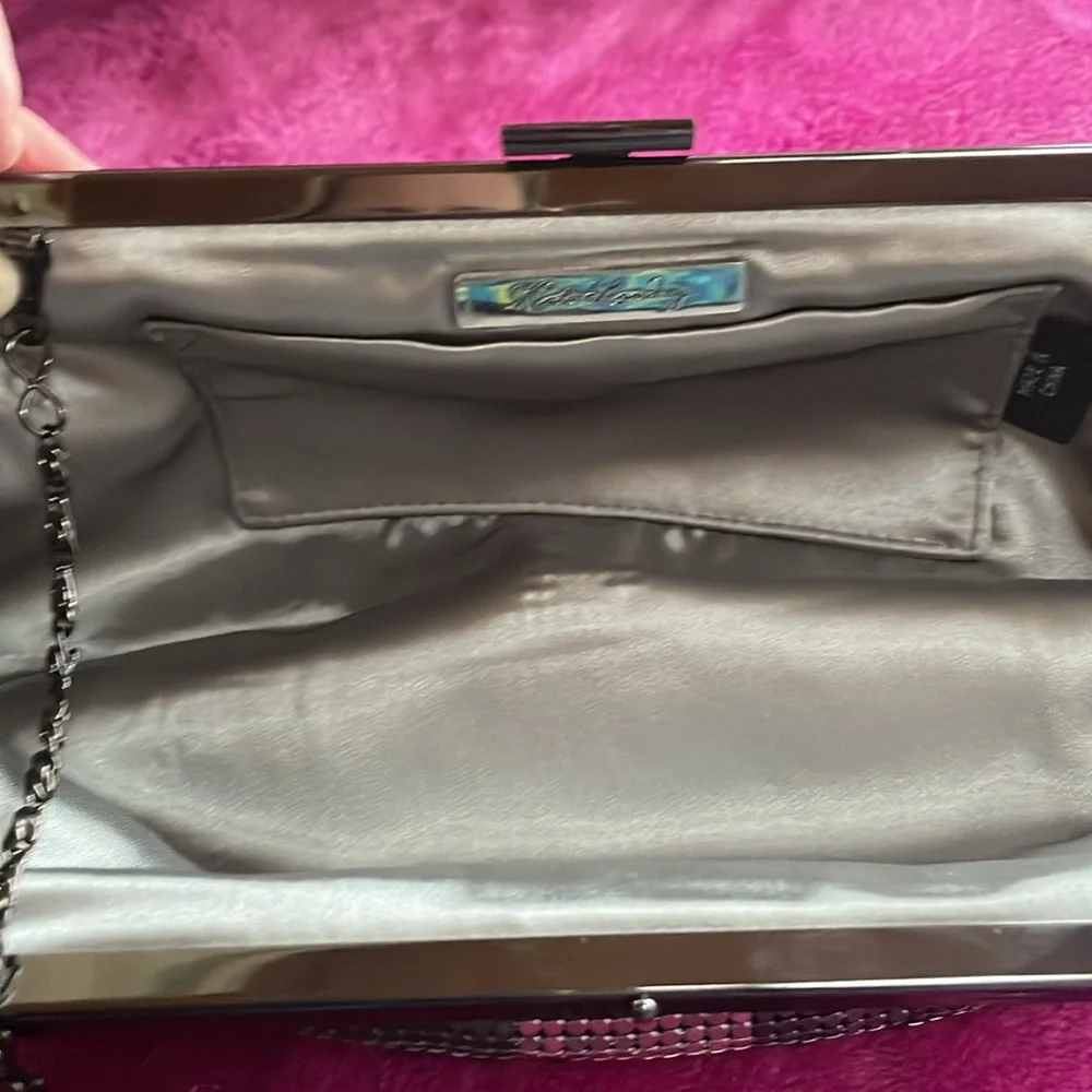 Metallic silver evening bag
